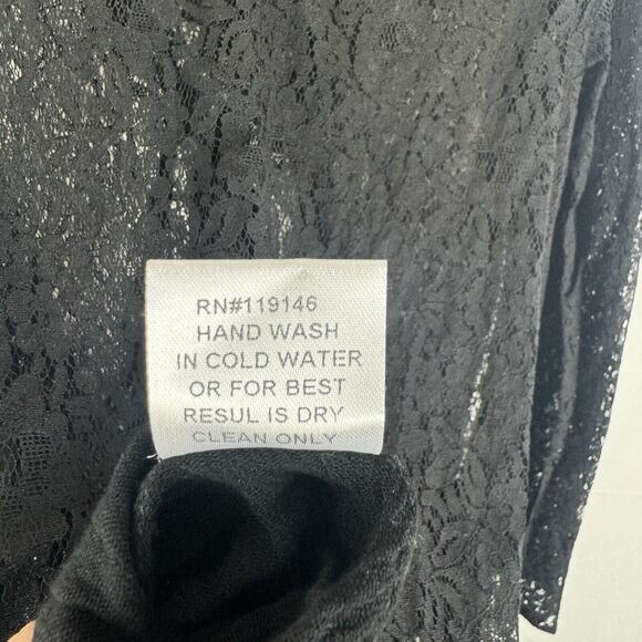 Jodifl Black Lace Tunic Blouse V-Neck Size S Bell Sleeve Witchy Goth Romantic - Picture 3 of 8